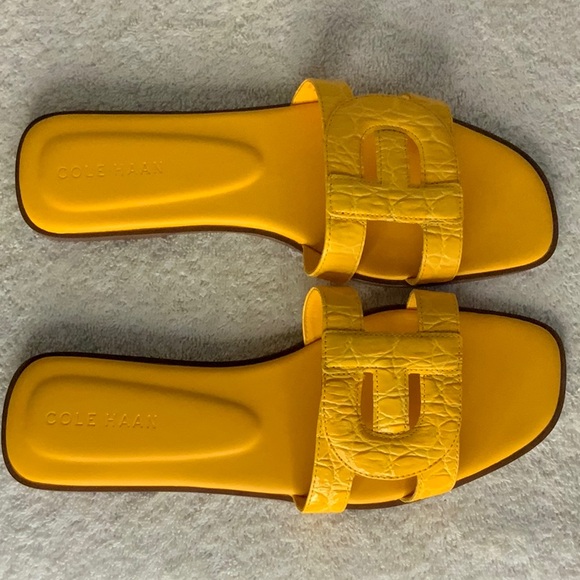 NEW IN BOX Cole Haan Chrisee Slide Sandal in Saffron Leather (sz 9B) - Picture 6 of 7